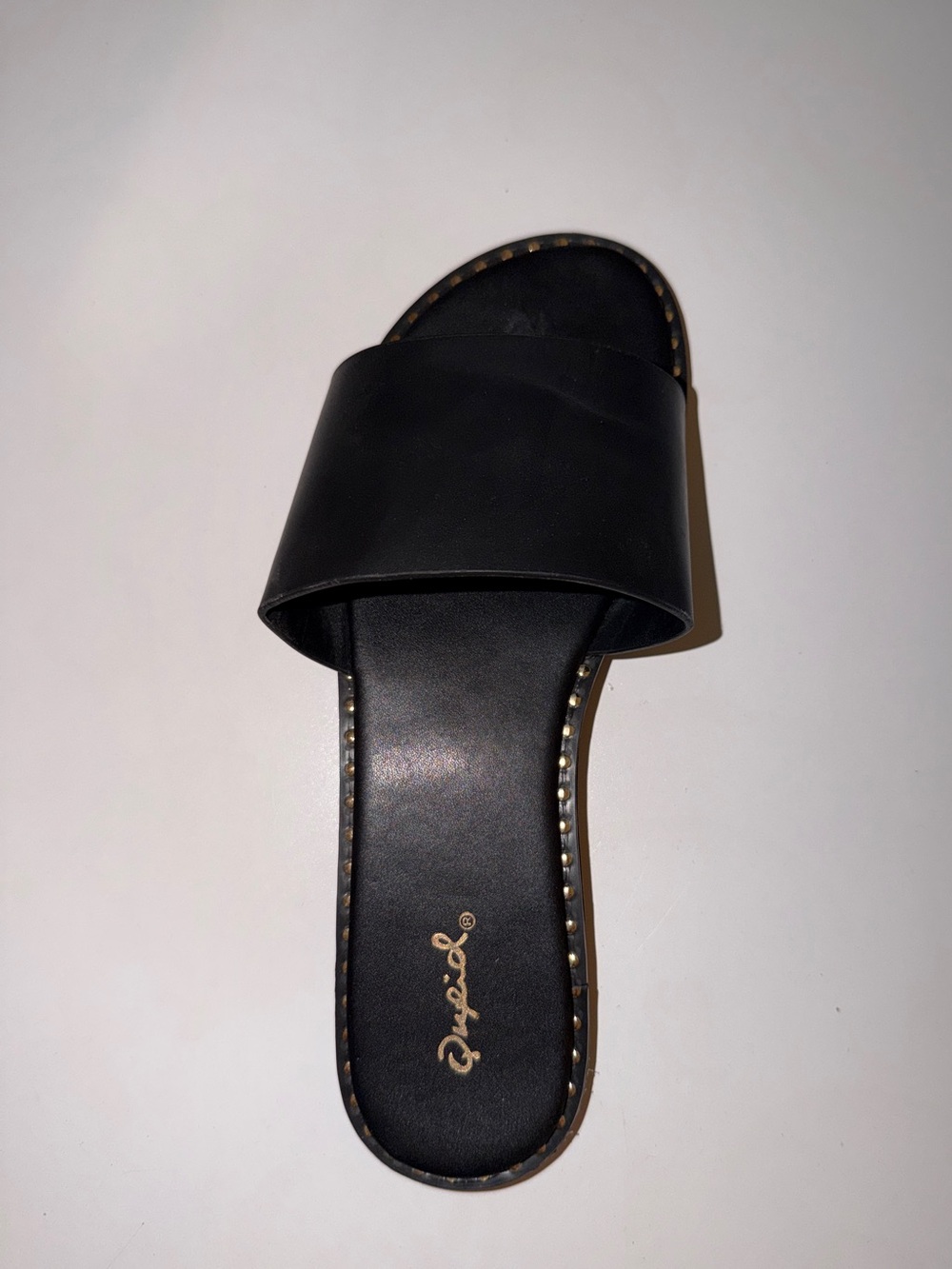 Quipped Black Slide Sandals with Stud Trim - Women
